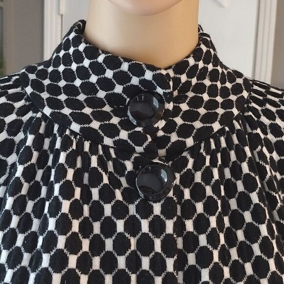 Chico's Women's Size 2 Polka Dot Button up Cardigan Top Black and White Coverup - Picture 3 of 16